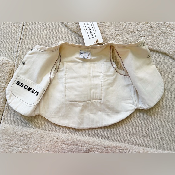 Amae Co OOAK Fringed Western Blanket Camp Striped Vest White Cream Brown 4-5T - Picture 16 of 16